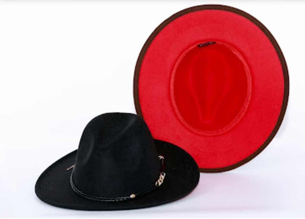 Black Red Bottom Fedora Hat